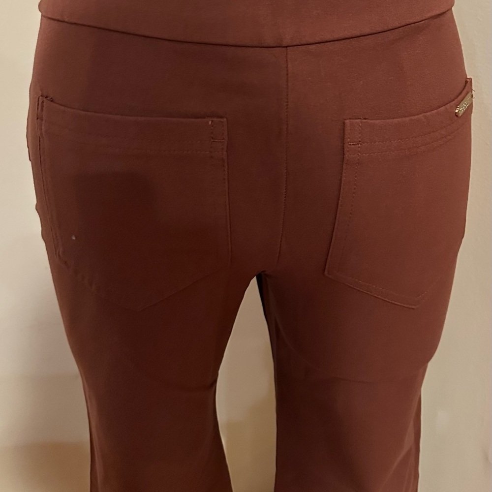 Spartina 449 Brown MNG Bootcut Ponte Pants Mid Rise Back & Front Pockets Sz 2 - Picture 8 of 13